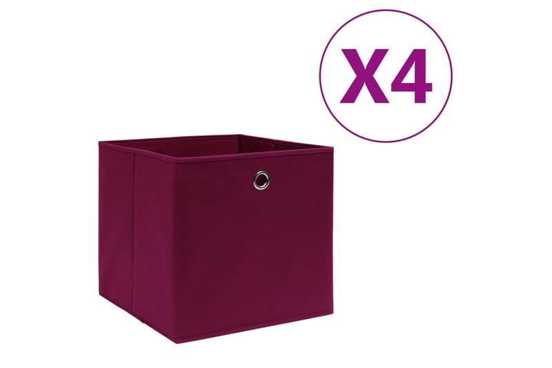 Förvaringslådor 4 st non-woven tyg 28x28x28 cm mörkröd - Röd - Förvaring - Småförvaring - Förvaringslådor