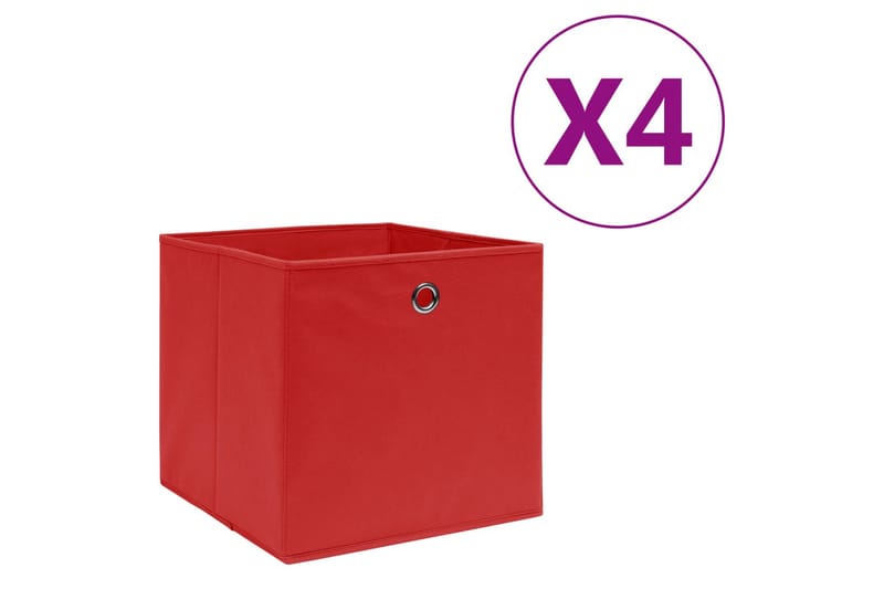 Förvaringslådor 4 st non-woven tyg 28x28x28 cm röd - Röd - Förvaring - Småförvaring - Förvaringslådor