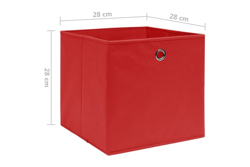 Förvaringslådor 4 st non-woven tyg 28x28x28 cm röd - Röd - Förvaringslådor
