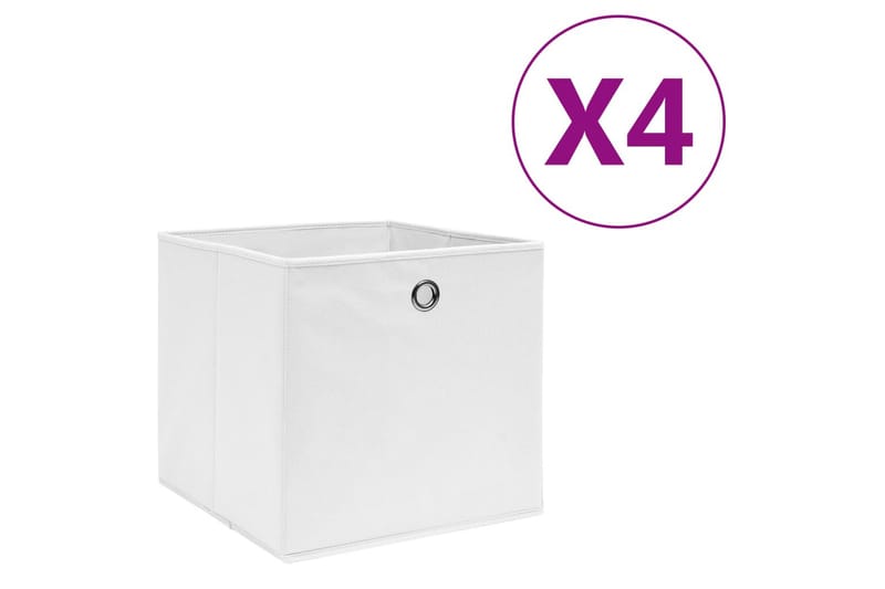 Förvaringslådor 4 st non-woven tyg 28x28x28 cm vit - Vit - Förvaring - Småförvaring - Förvaringslådor