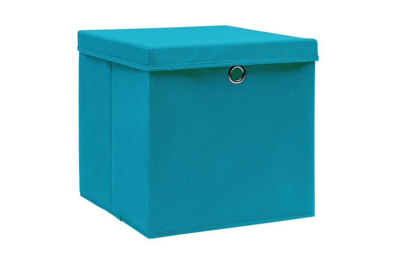 Förvaringslådor med lock 10 st 28x28x28 cm babyblå - Turkos - Förvaring - Småförvaring - Förvaringslådor