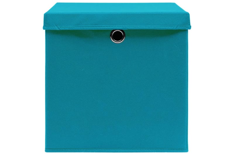 Förvaringslådor med lock 10 st 28x28x28 cm babyblå - Turkos - Förvaringslådor