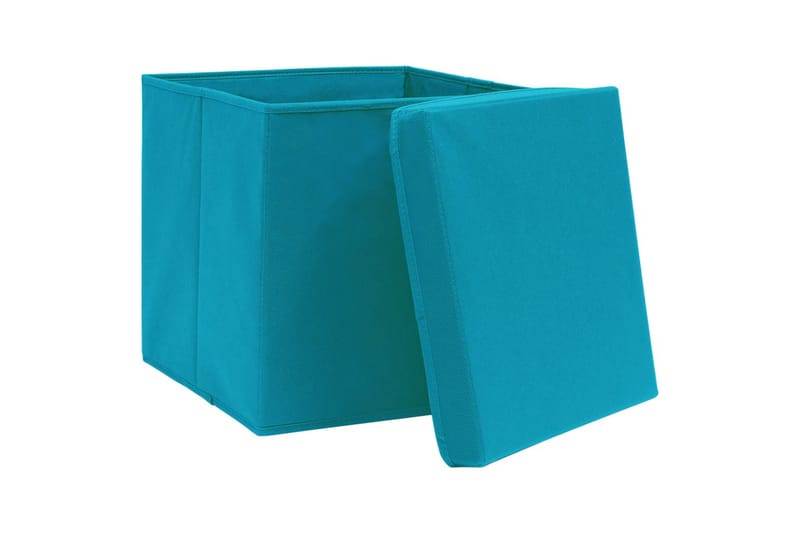 Förvaringslådor med lock 10 st 28x28x28 cm babyblå - Turkos - Förvaring - Småförvaring - Förvaringslådor