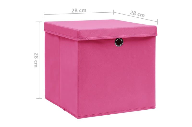 Förvaringslådor med lock 10 st 28x28x28 cm rosa - Rosa - Förvaring - Småförvaring - Förvaringslådor