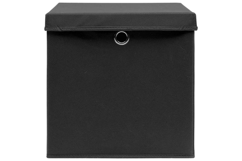 Förvaringslådor med lock 10 st 28x28x28 cm svart - Svart - Förvaringslådor
