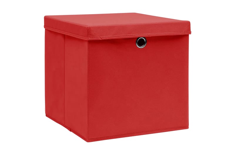 Förvaringslådor med lock 10 st röd 32x32x32 cm tyg - Röd - Förvaringslådor