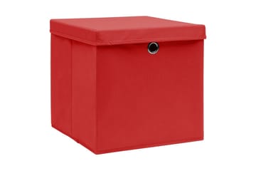 Förvaringslådor med lock 4 st 28x28x28 cm röd