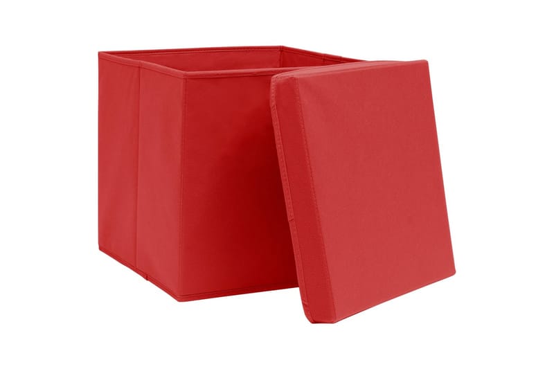 Förvaringslådor med lock 4 st 28x28x28 cm röd - Röd - Förvaringslådor