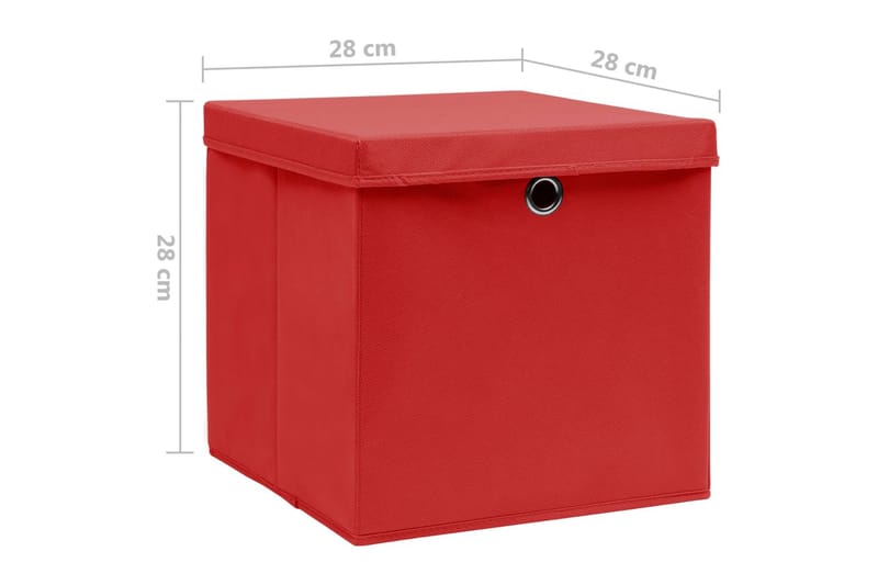 Förvaringslådor med lock 4 st 28x28x28 cm röd - Röd - Förvaring - Småförvaring - Förvaringslådor