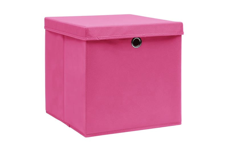 Förvaringslådor med lock 4 st 28x28x28 cm rosa - Rosa - Förvaringslådor