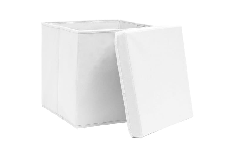 Förvaringslådor med lock 4 st 28x28x28 cm vit - Vit - Förvaring - Småförvaring - Förvaringslådor