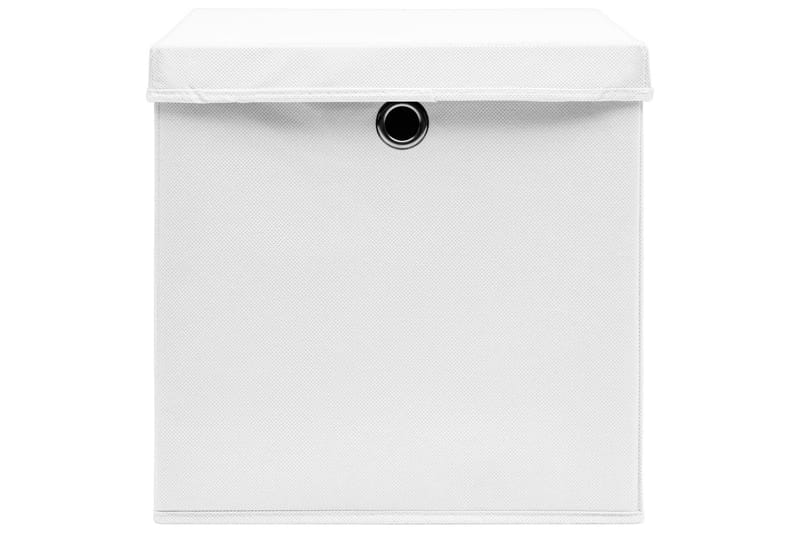 Förvaringslådor med lock 4 st 28x28x28 cm vit - Vit - Förvaring - Småförvaring - Förvaringslådor