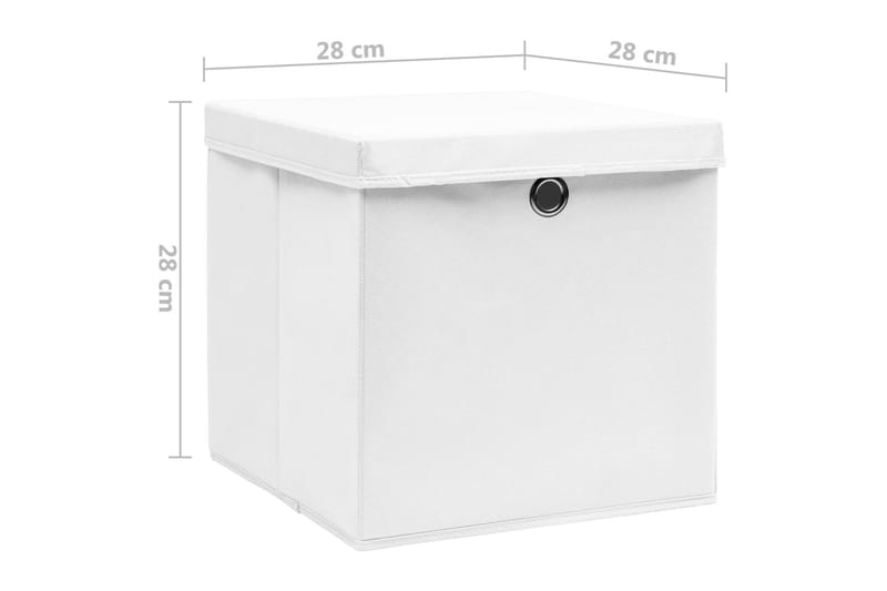 Förvaringslådor med lock 4 st 28x28x28 cm vit - Vit - Förvaring - Småförvaring - Förvaringslådor