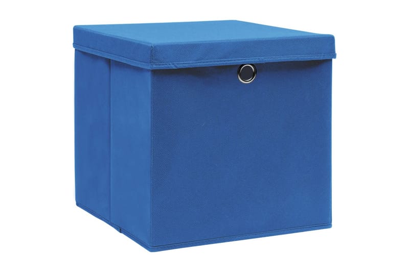 Förvaringslådor med lock 4 st blå 32x32x32 cm tyg - Blå - Förvaring - Småförvaring - Förvaringslådor