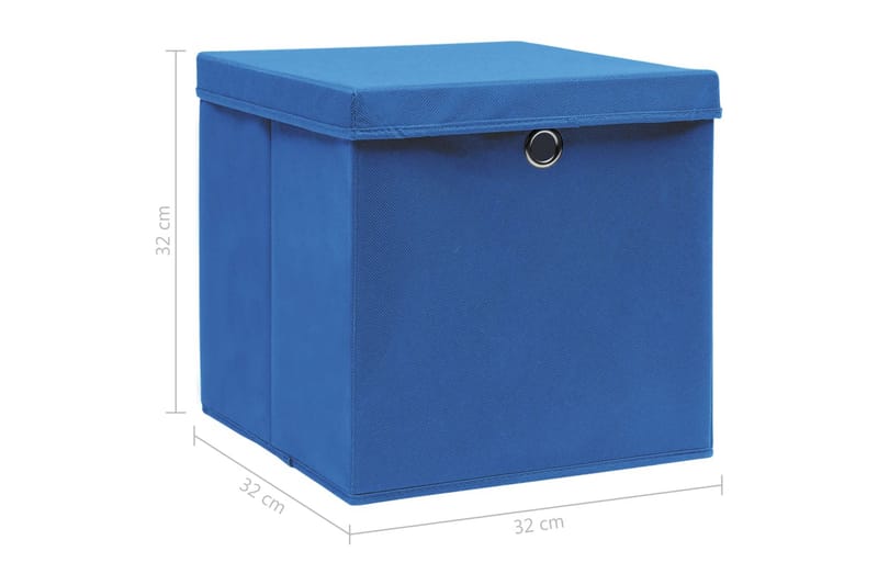 Förvaringslådor med lock 4 st blå 32x32x32 cm tyg - Blå - Förvaring - Småförvaring - Förvaringslådor