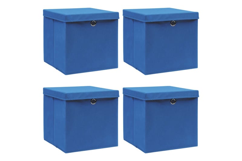 Förvaringslådor med lock 4 st blå 32x32x32 cm tyg - Blå - Förvaring - Småförvaring - Förvaringslådor