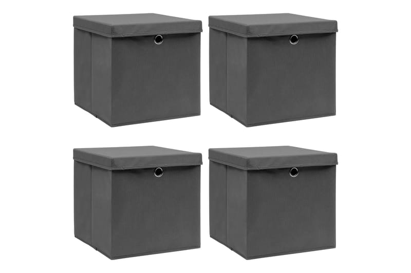 Förvaringslådor med lock 4 st grå 32x32x32 cm tyg - Grå - Förvaring - Småförvaring - Förvaringslådor
