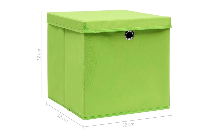 Förvaringslådor med lock 4 st grön 32x32x32 cm tyg - Grön - Förvaring - Småförvaring - Förvaringslådor