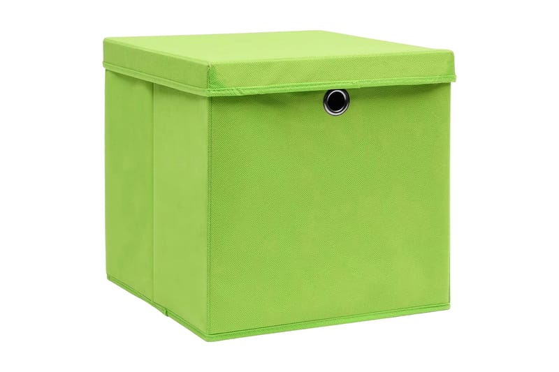 Förvaringslådor med lock 4 st grön 32x32x32 cm tyg - Grön - Förvaring - Småförvaring - Förvaringslådor