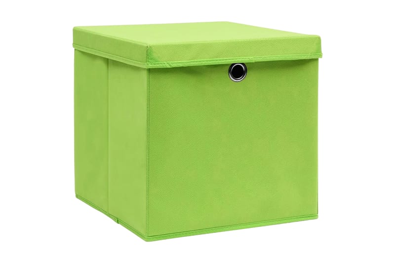 Förvaringslådor med lock 4 st grön 32x32x32 cm tyg - Grön - Förvaringslådor