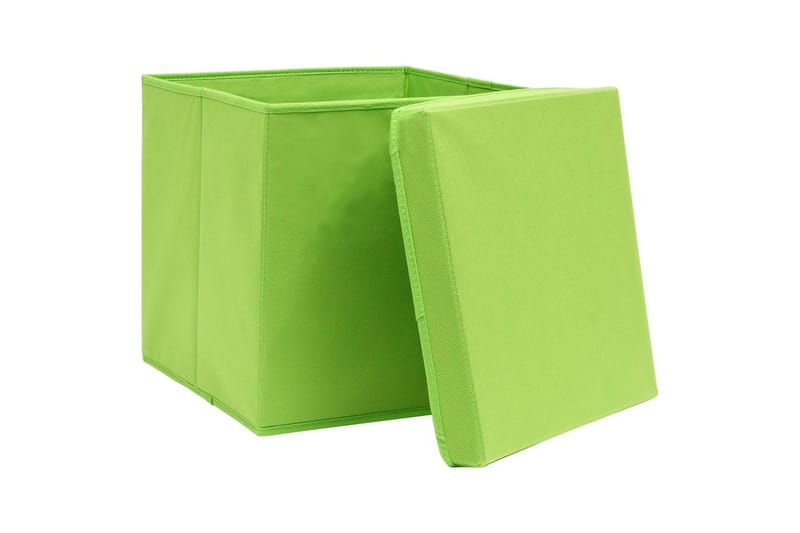 Förvaringslådor med lock 4 st grön 32x32x32 cm tyg - Grön - Förvaring - Småförvaring - Förvaringslådor