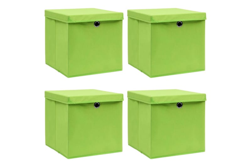 Förvaringslådor med lock 4 st grön 32x32x32 cm tyg - Grön - Förvaring - Småförvaring - Förvaringslådor