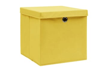 Förvaringslådor med lock 4 st gul 32x32x32 cm tyg