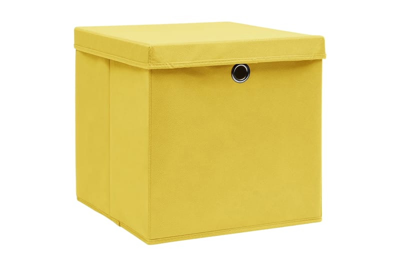 Förvaringslådor med lock 4 st gul 32x32x32 cm tyg - Gul - Förvaring - Småförvaring - Förvaringslådor