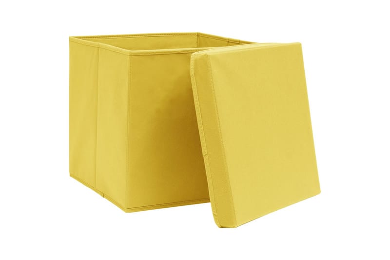 Förvaringslådor med lock 4 st gul 32x32x32 cm tyg - Gul - Förvaring - Småförvaring - Förvaringslådor