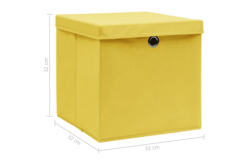 Förvaringslådor med lock 4 st gul 32x32x32 cm tyg - Gul - Förvaring - Småförvaring - Förvaringslådor