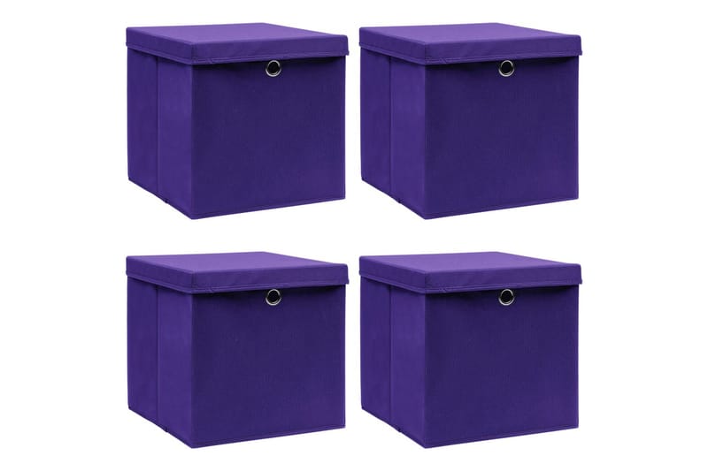 Förvaringslådor med lock 4 st lila 32x32x32 cm tyg - Lila - Förvaring - Småförvaring - Förvaringslådor