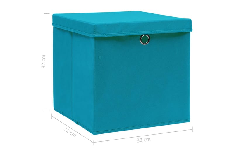 Förvaringslådor med lock 4 st ljusblå 32x32x32 cm tyg - Blå - Förvaring - Småförvaring - Förvaringslådor
