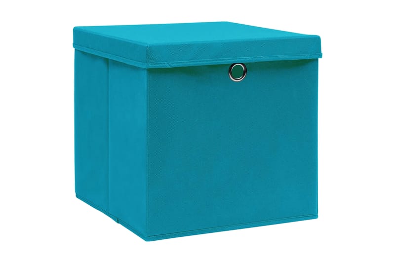 Förvaringslådor med lock 4 st ljusblå 32x32x32 cm tyg - Blå - Förvaring - Småf�örvaring - Förvaringslådor