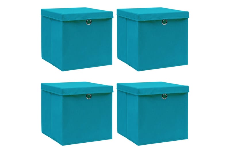 Förvaringslådor med lock 4 st ljusblå 32x32x32 cm tyg - Blå - Förvaring - Småförvaring - Förvaringslådor
