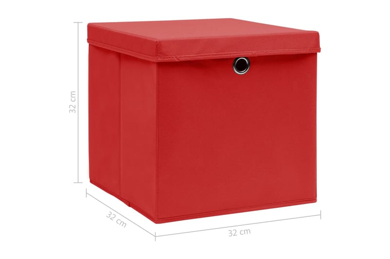 Förvaringslådor med lock 4 st röd 32x32x32 cm tyg - Röd - Förvaring - Småförvaring - Förvaringslådor