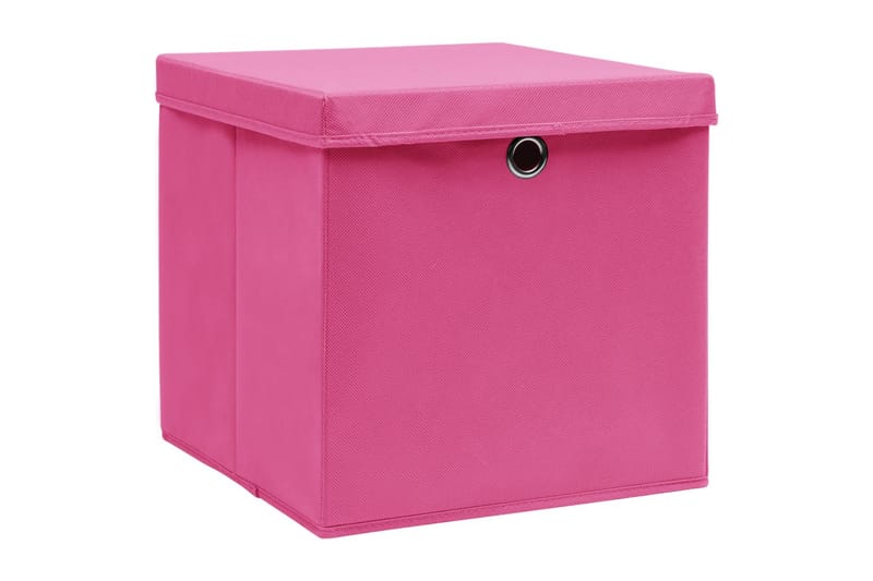 Förvaringslådor med lock 4 st rosa 32x32x32 cm tyg - Rosa - Förvaring - Småförvaring - Förvaringslådor