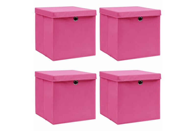 Förvaringslådor med lock 4 st rosa 32x32x32 cm tyg - Rosa - Förvaring - Småförvaring - Förvaringslådor