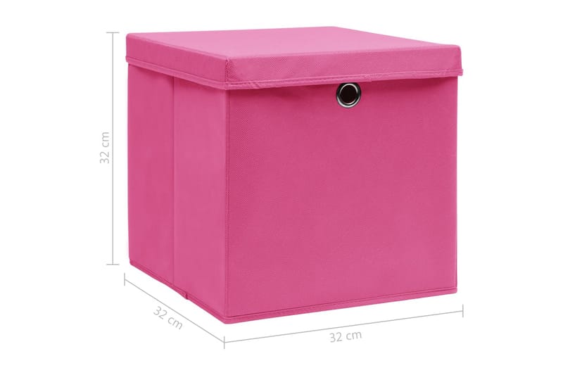Förvaringslådor med lock 4 st rosa 32x32x32 cm tyg - Rosa - Förvaring - Småförvaring - Förvaringslådor