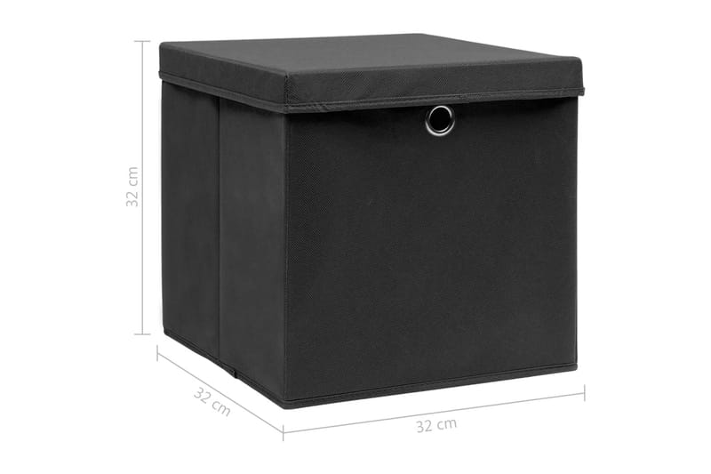 Förvaringslådor med lock 4 st svart 32x32x32 cm tyg - Svart - Förvaring - Småförvaring - Förvaringslådor