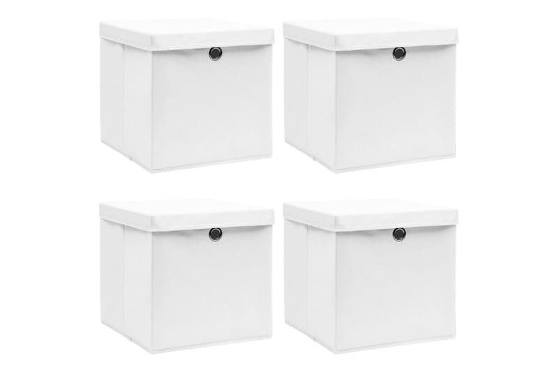 Förvaringslådor med lock 4 st vit 32x32x32 cm tyg - Vit - Förvaring - Småförvaring - Förvaringslådor