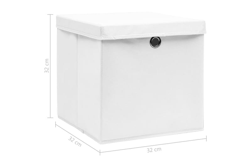 Förvaringslådor med lock 4 st vit 32x32x32 cm tyg - Vit - Förvaring - Småförvaring - Förvaringslådor