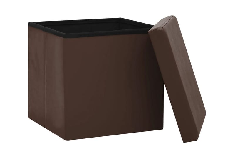Hopfällbar förvaringspall brun PVC - Brun - Förvaring - Småförvaring - Förvaringslådor
