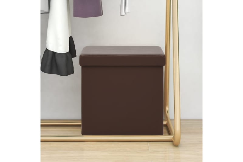 Hopfällbar förvaringspall brun PVC - Brun - Förvaring - Småförvaring - Förvaringslådor