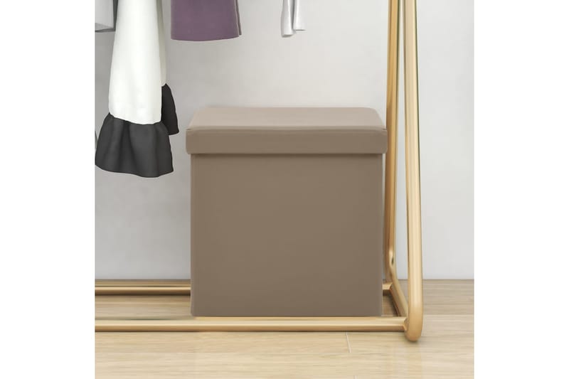 Hopfällbar förvaringspall cappuccino PVC - Cappuccino - Förvaring - Småförvaring - Förvaringslådor