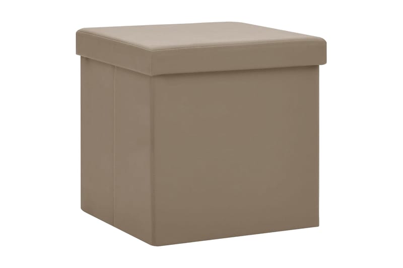 Hopfällbara förvaringspallar 2 st cappuccino PVC - Cappuccino - Förvaring - Småförvaring - Förvaringslådor
