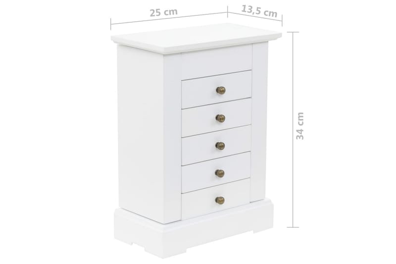 Smyckeskrin med spegel MDF 25x13,5x34 cm - Vit - Förvaring - Småförvaring - Förvaringslådor