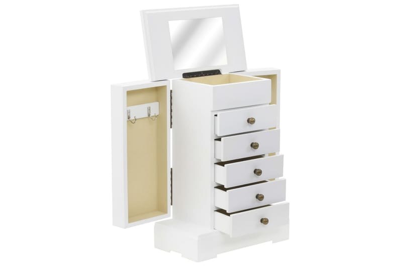 Smyckeskrin med spegel MDF 25x13,5x34 cm - Vit - Förvaring - Småförvaring - Förvaringslådor