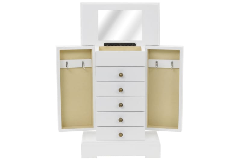 Smyckeskrin med spegel MDF 25x13,5x34 cm - Vit - Förvaring - Småförvaring - Förvaringslådor