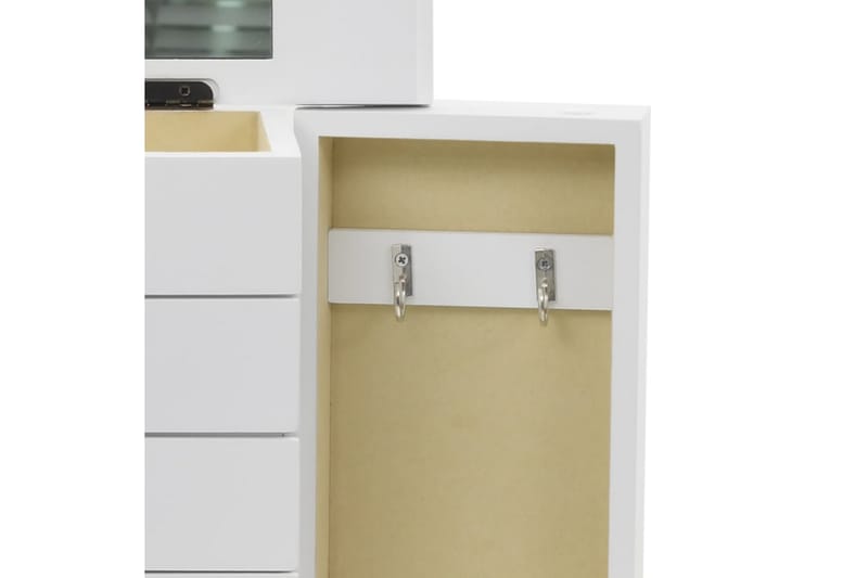 Smyckeskrin med spegel MDF 25x13,5x34 cm - Vit - Förvaring - Småförvaring - Förvaringslådor