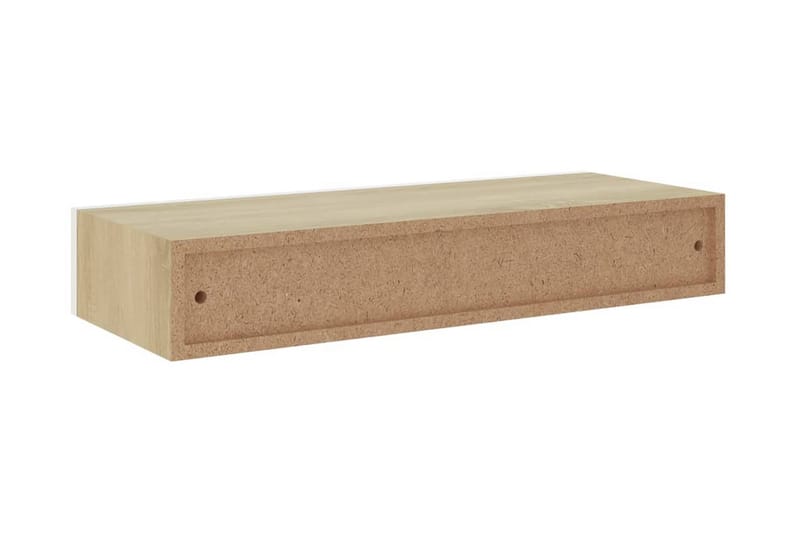 Vägglådor ek och vit 2 st 60x23,5x10 cm MDF - Vit/Trä - Förvaringslådor